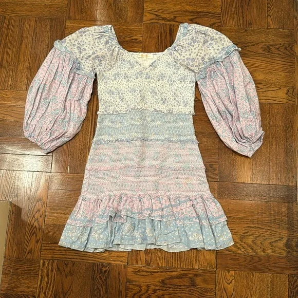 LOVESHACKFANCY Ensley Floral Smocked Mini Dress - Picture 2 of 5